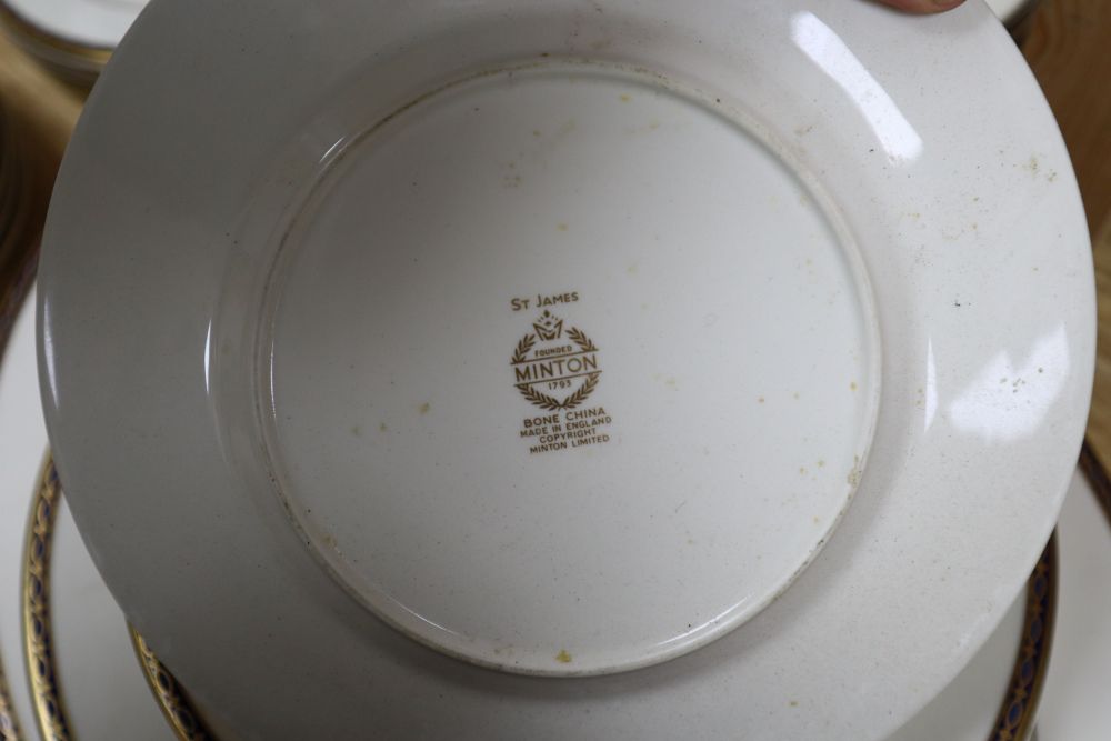 A Minton St James pattern bone china dinner and tea service for a six place setting (45)